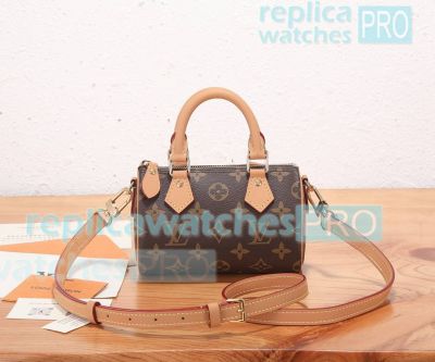 Copy L---V Nano Speedy Women Handbag M81085 Brown Monogram